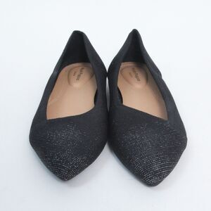 Hush Puppy Women Black Sparkle Pointed Toe Comfort Slip-On Ballet Flats Size 8M